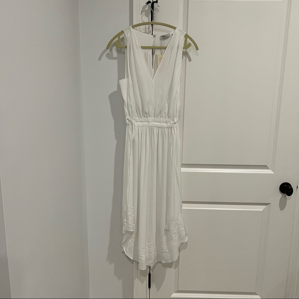 NWT!! Ramy Brook Hailey Embroidered Drawstring Dress white Sz M  retail $485